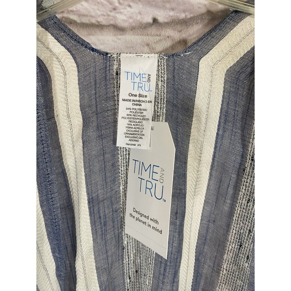 Time and Tru One Size Striped Ruana Open Front Poncho Wrap Shawl Cover Up Layer - Picture 6 of 6